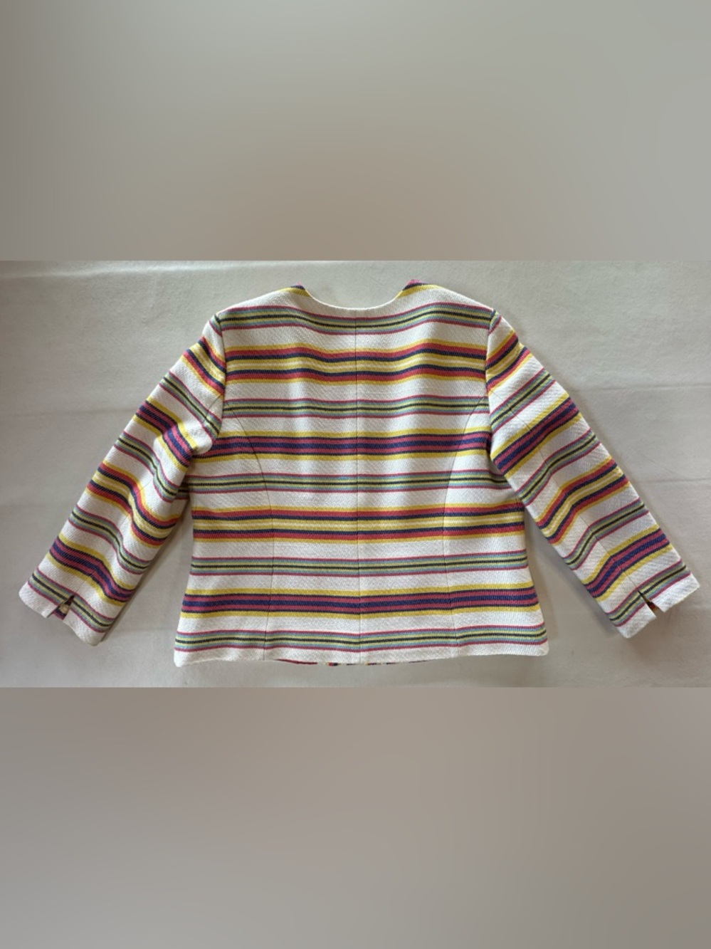 Talbots Striped Open-Front Lined Jacket Multicolor Striped Blazer (14) - Picture 8 of 17